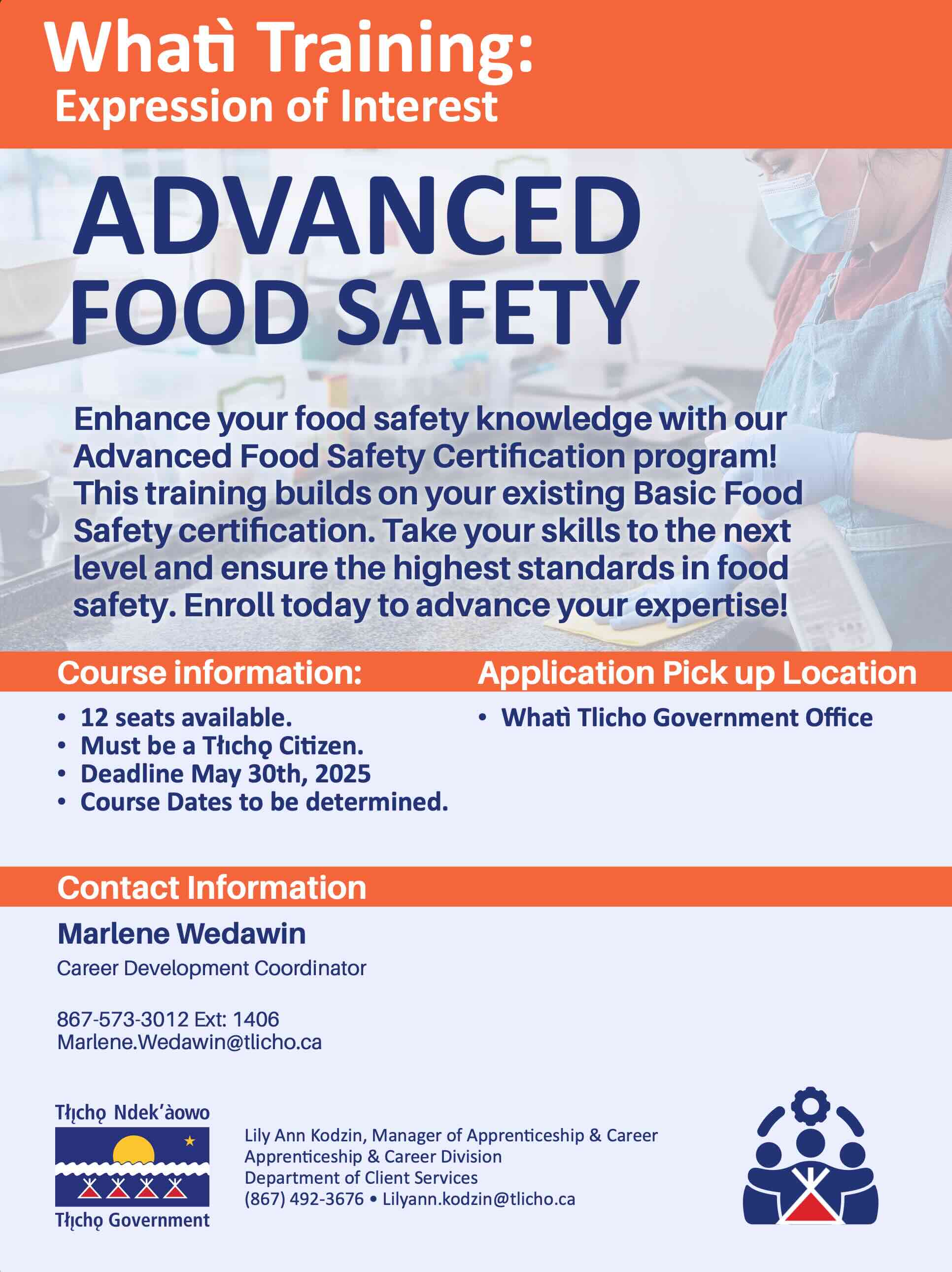 Expression of Interest: Basic & Advanced Food Saftey - (Whatì, Gamètì, Wekweètì)