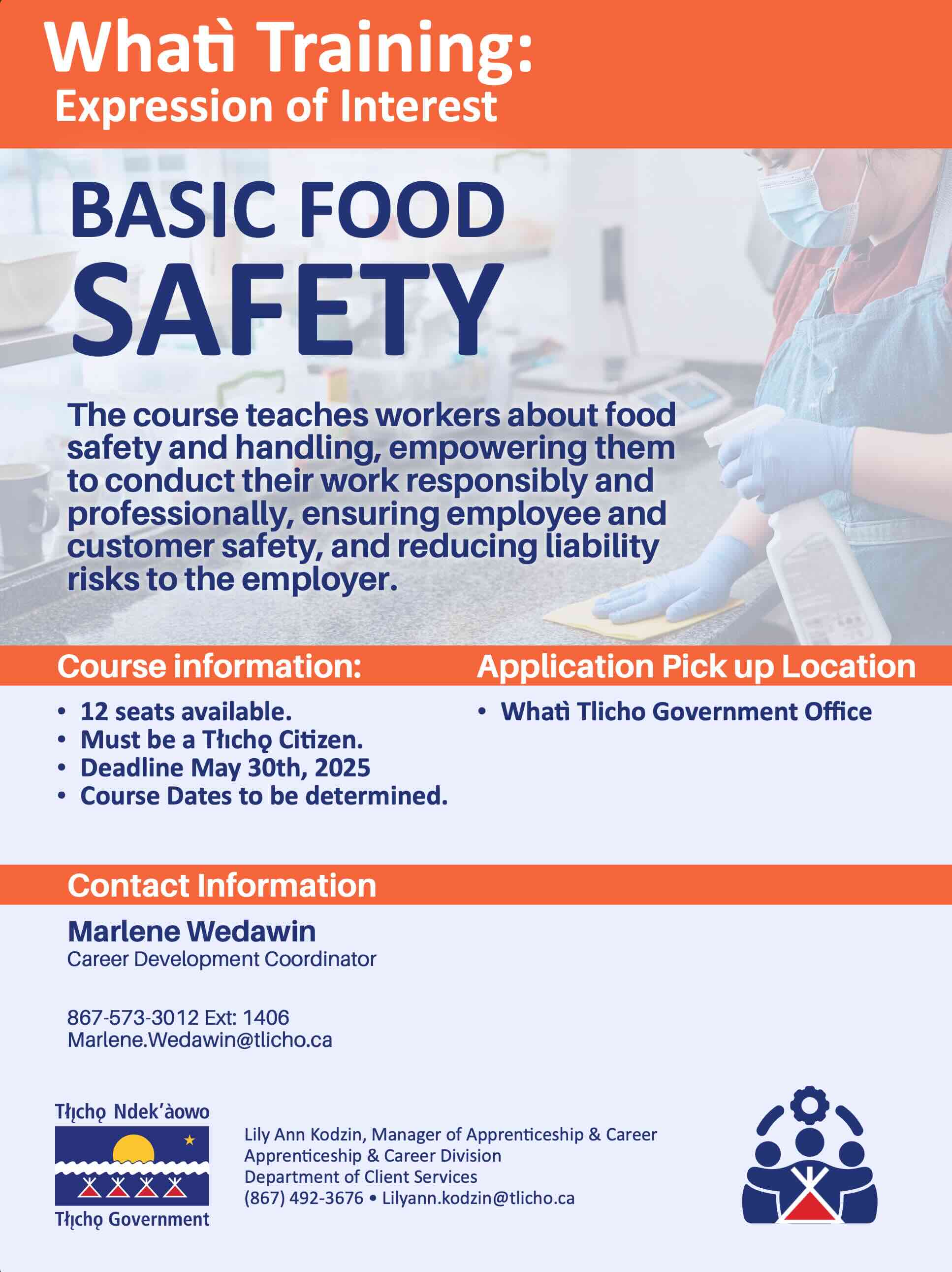 Expression of Interest: Basic & Advanced Food Saftey - (Whatì, Gamètì, Wekweètì)