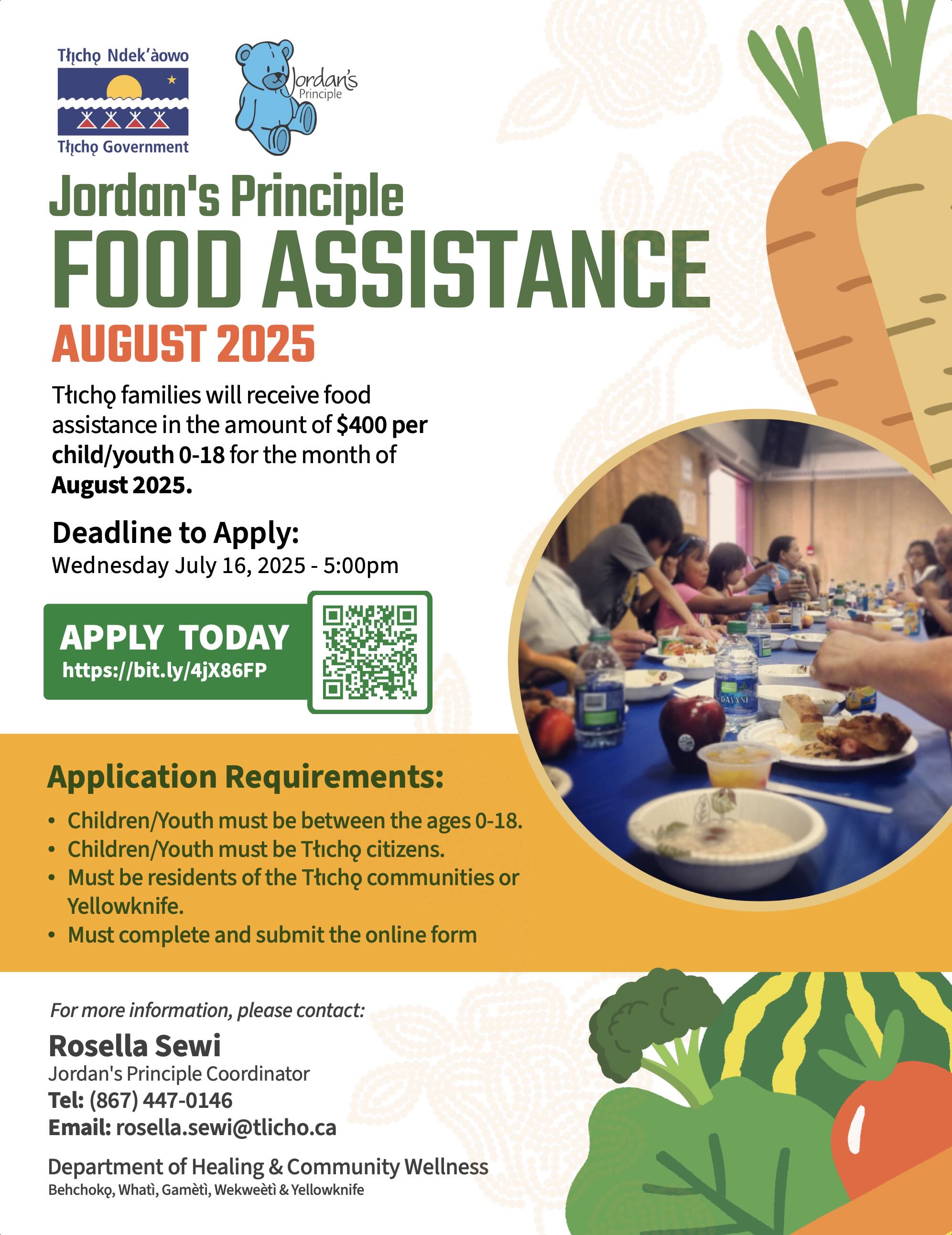 Tłı̨chǫ Child & Youth (0-18) Food Assistance Program - August 2025 